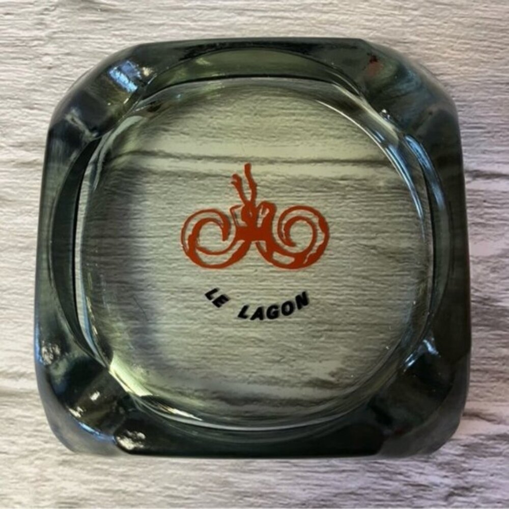 Vintage 1970's New Hebrides Le Lagon Hotel Glass Ashtray